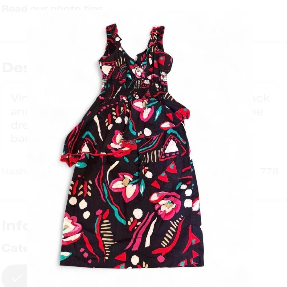 Cute Vintage 80s Black and Red 100% Cotton Dress with a Boho Vibe Dress